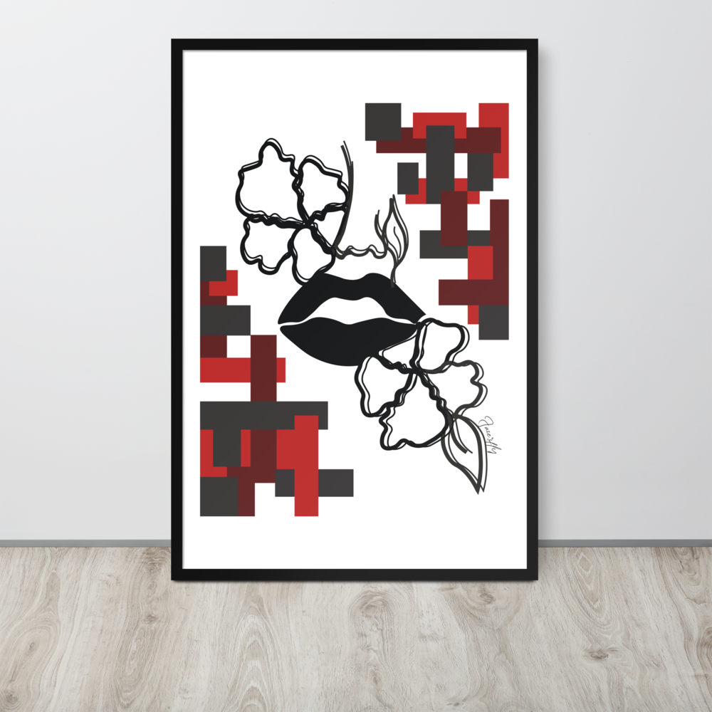 Flowered Lips - Framed Print