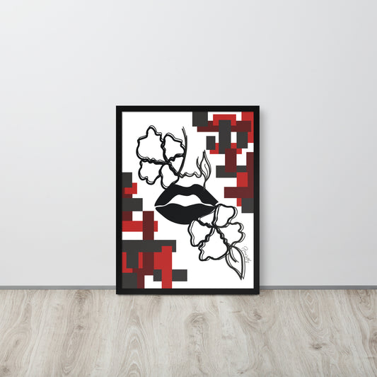 Flowered Lips - Framed Print